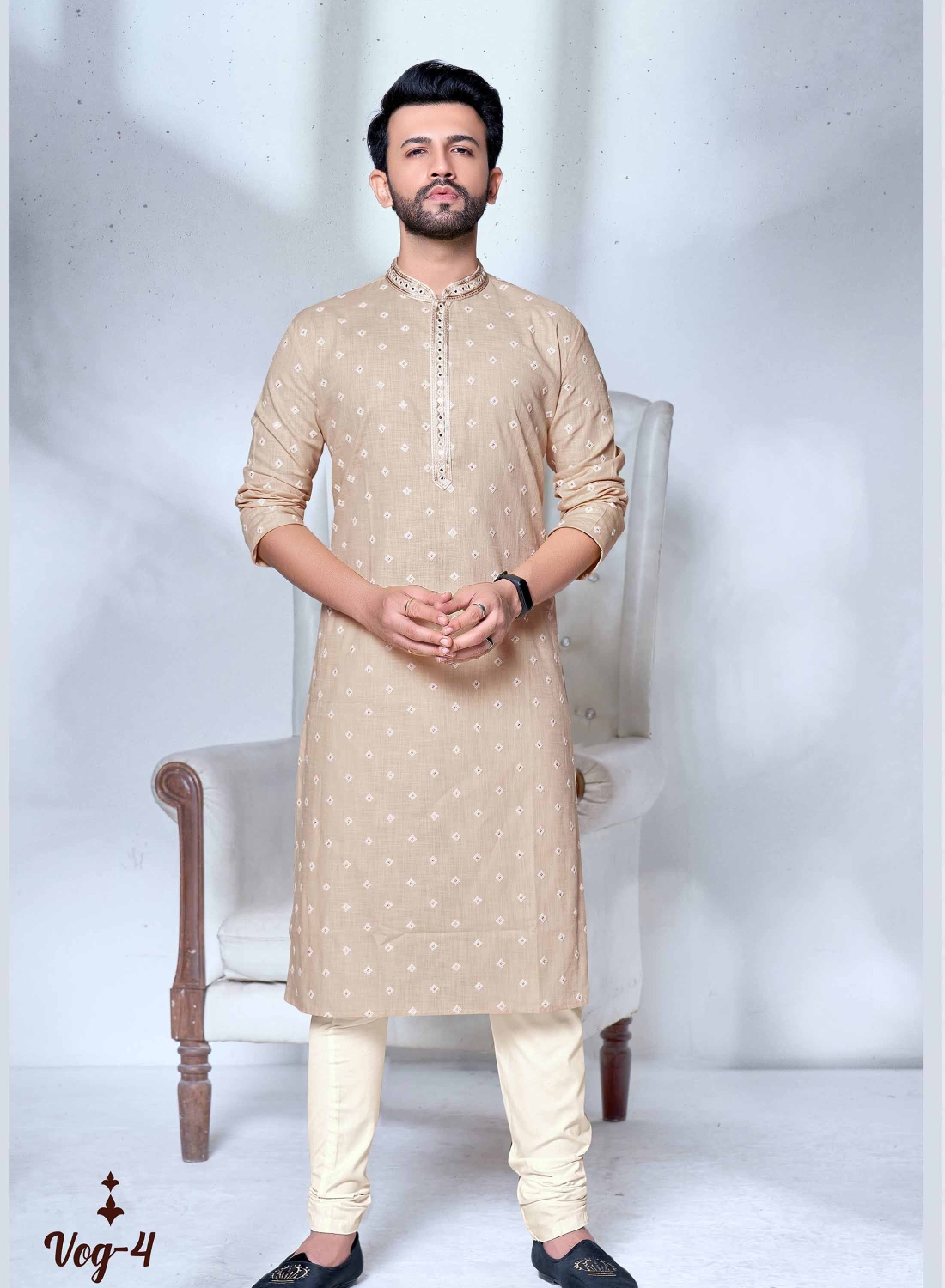 Beige kurta online pajama